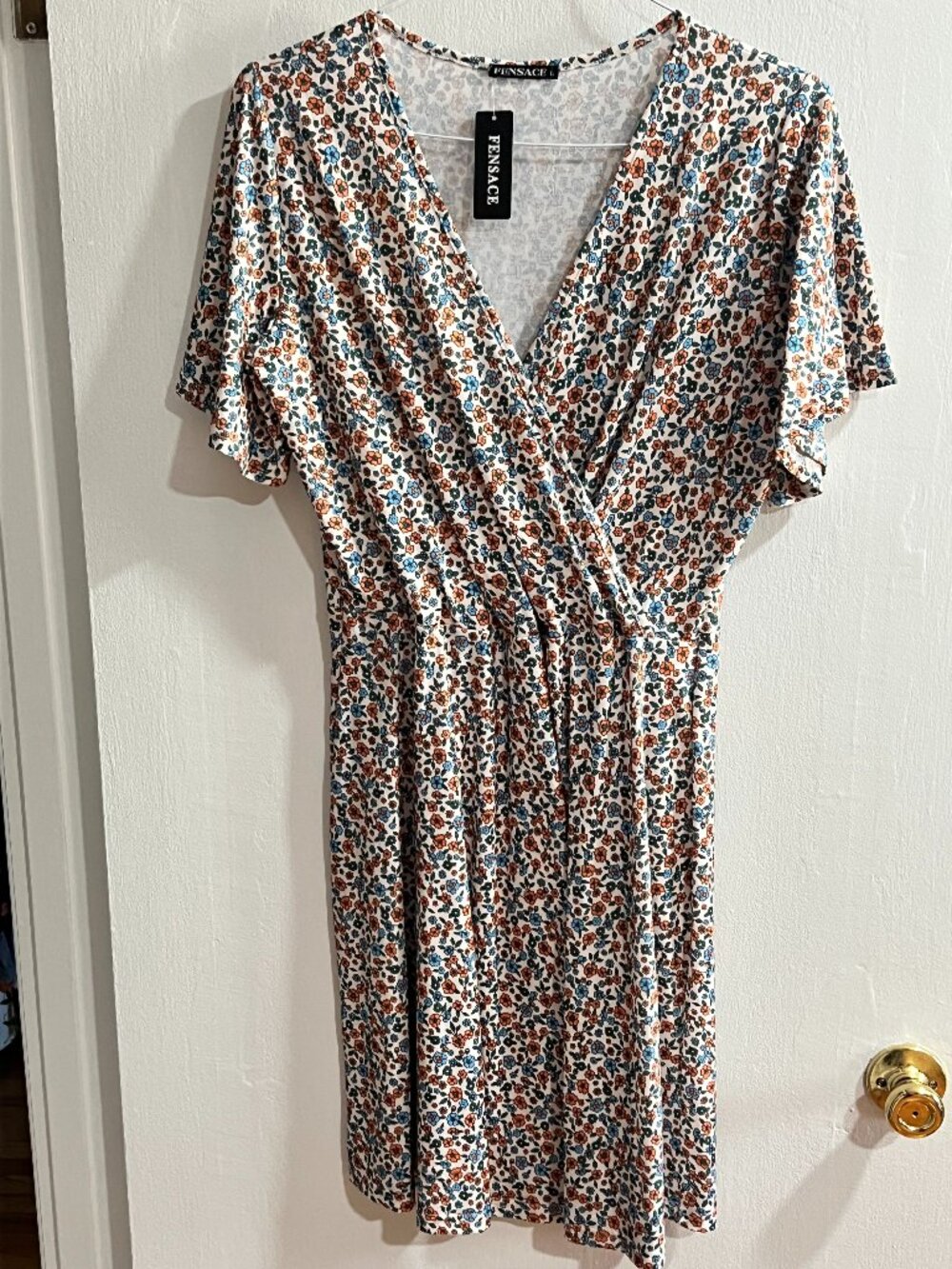 Fensace V-Neck Sundress Size Large - Pastel Floral NWT
